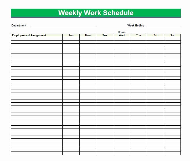 Weekly Work Schedule Template Pdf Lovely Blank Time Sheets for Employees