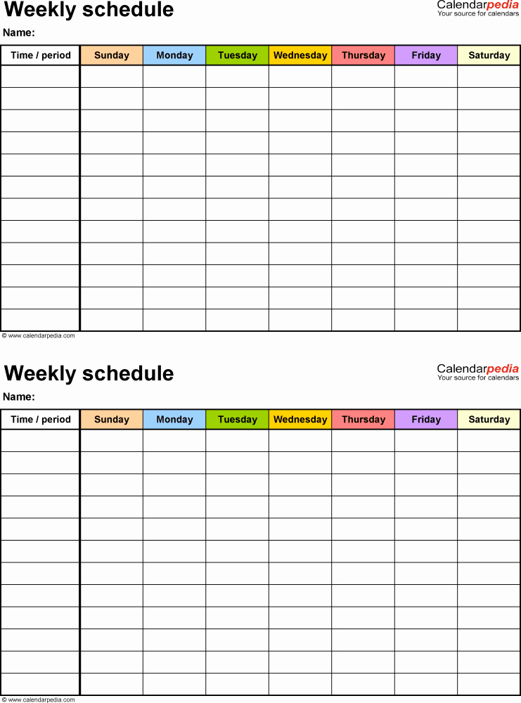 Weekly Work Schedule Template Pdf Lovely Free Weekly Schedule Templates for Pdf 18 Templates