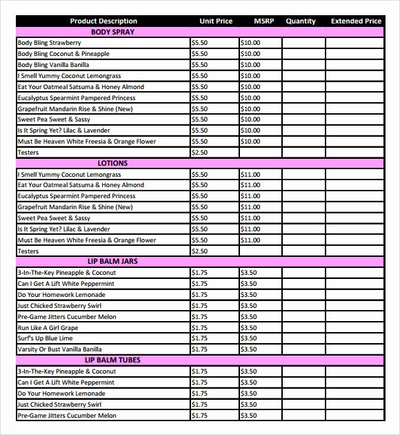 Wholesale Price List Template Inspirational Sample Price Sheet 7 Examples format