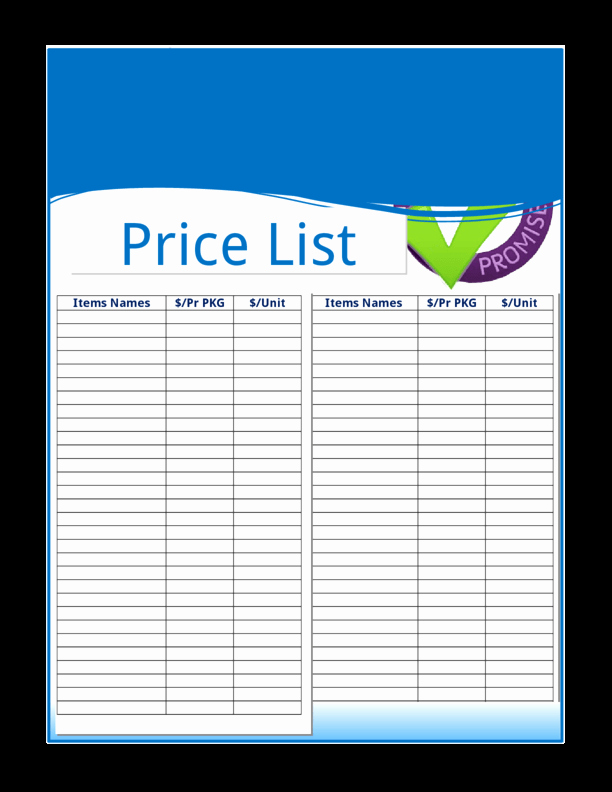 Wholesale Price List Template Unique Blank Bid Sheets for Silent Auction Clipart Best