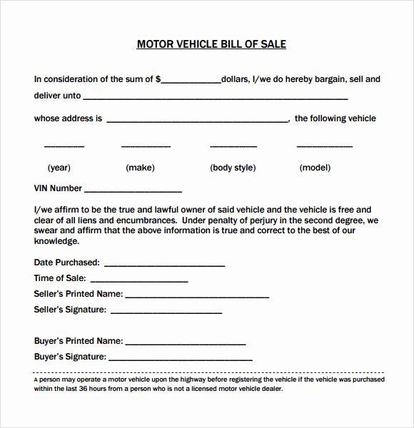 Word Bill Of Sale Template Fresh Free 12 Sample Vehicle Bill Of Sales In Pdf