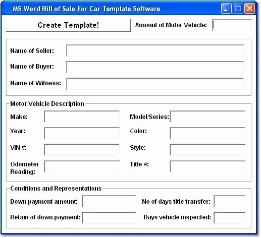 Word Bill Of Sale Template Inspirational Ms Word Bill Of Sale for Car Template so Ware Version