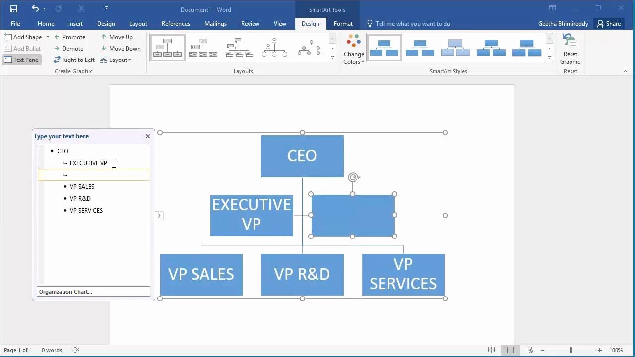 Word org Chart Template Fresh How to Create An organization Chart In Word 2016