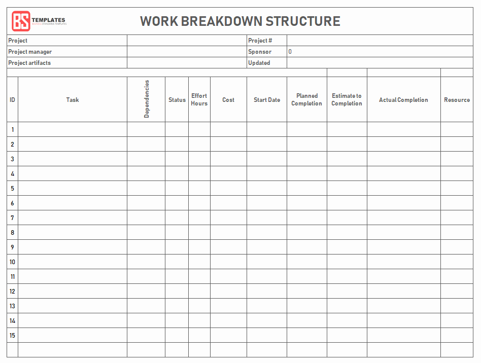 Work Breakdown Structure Excel Template New Work Breakdown Structure Wbs Template