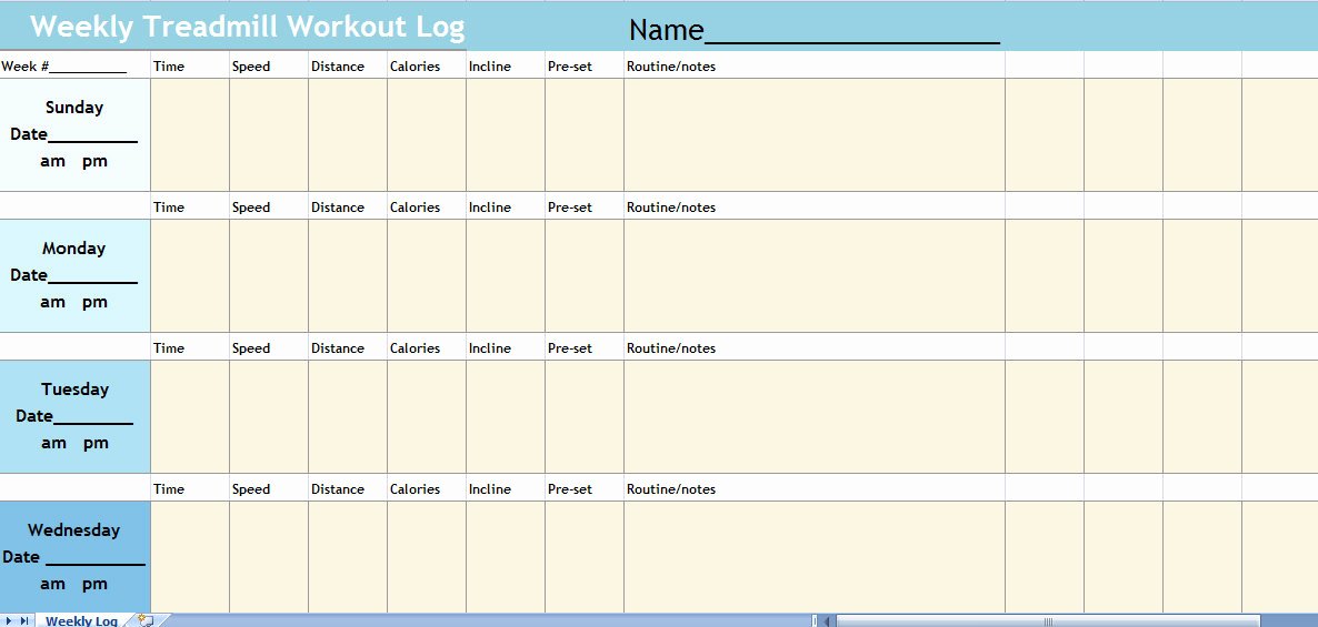 Workout Log Template Excel Best Of Treadmill Log Spreadsheet