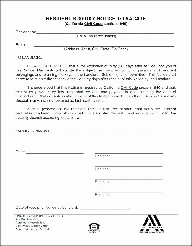 Written Notice to Vacate Templates Awesome Template for 30 Day Notice to Landlord – Stagingusasportfo