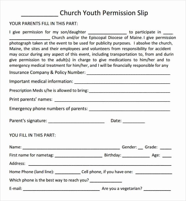 Youth Group Permission Slip Template Best Of Church Youth Group Permission Slip Template All You Need to