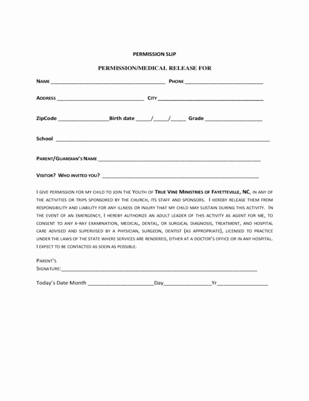 Youth Group Permission Slip Template Best Of Permission Slip Template