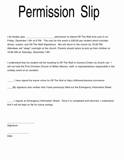 Youth Group Permission Slip Template Inspirational 28 Of Simple Youth Permission Slip Template