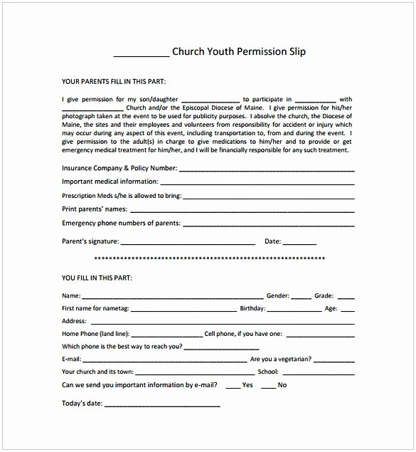 Youth Permission Slip Template Awesome Permission Slip Template