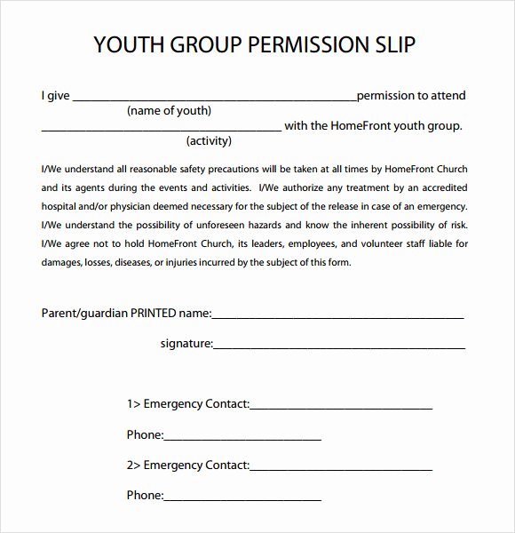 Youth Permission Slip Template Awesome Slip Template 9 Download Free Documents In Pdf Word