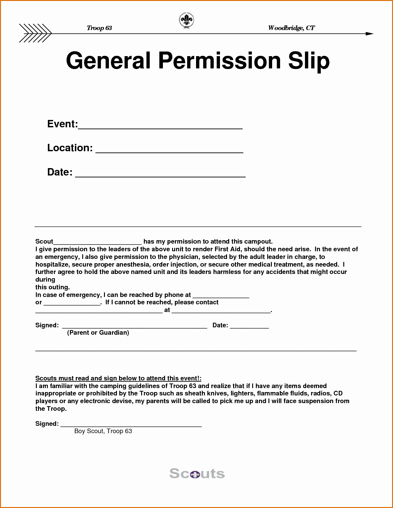 Youth Permission Slip Template New 5 Permission Slip Example